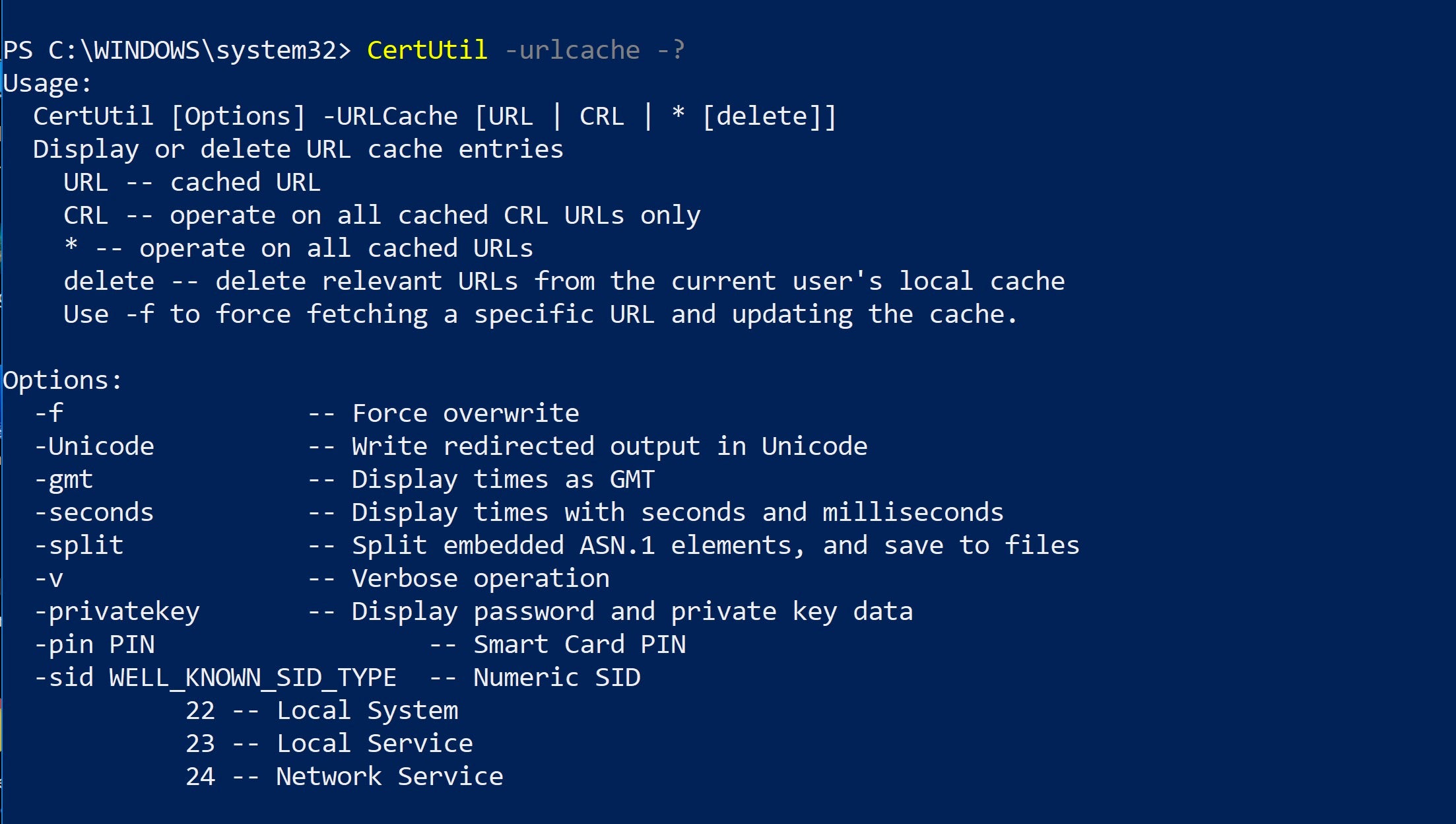 image of certutil urlcache page