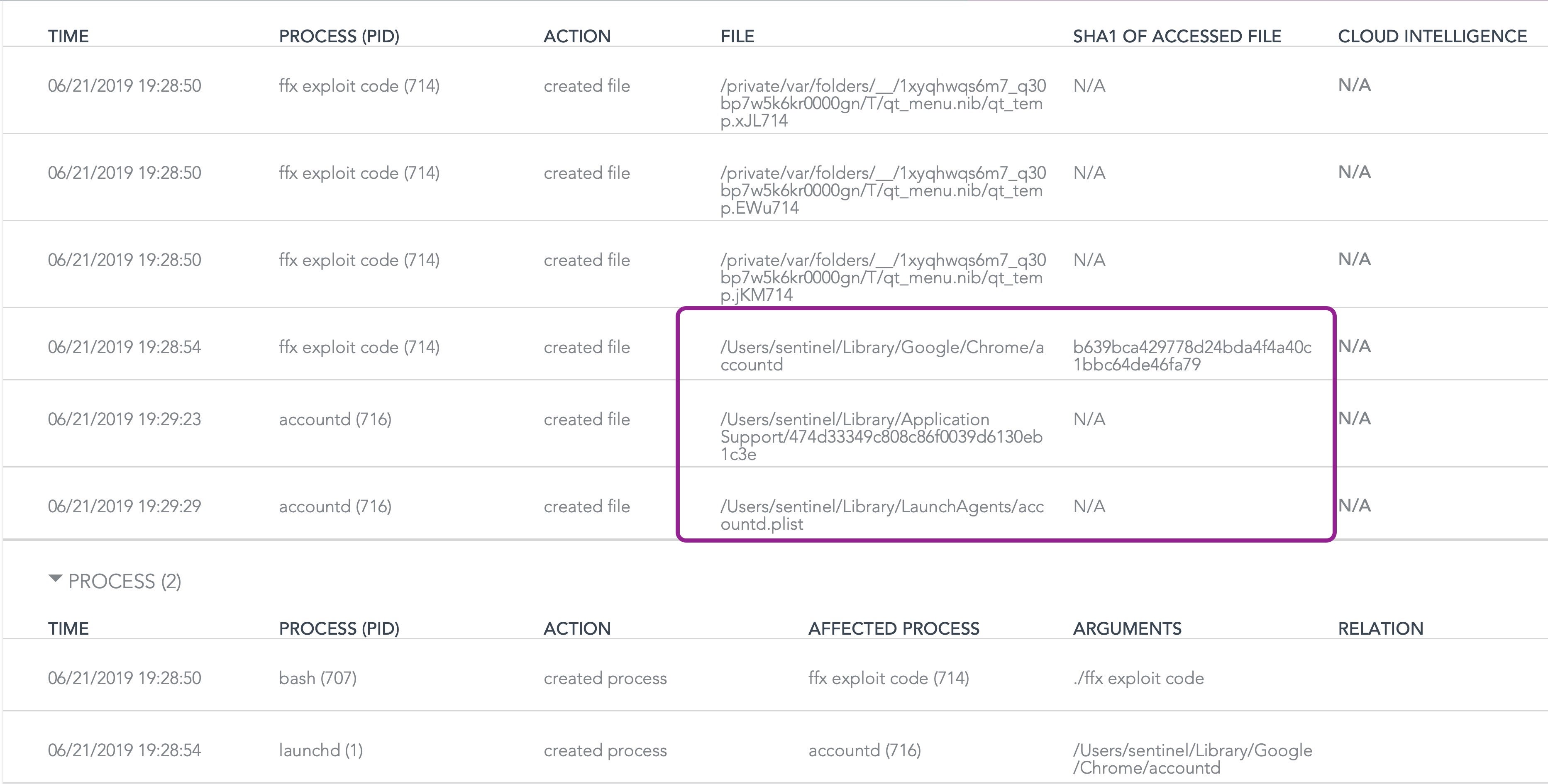 image of sentinelone console raw data