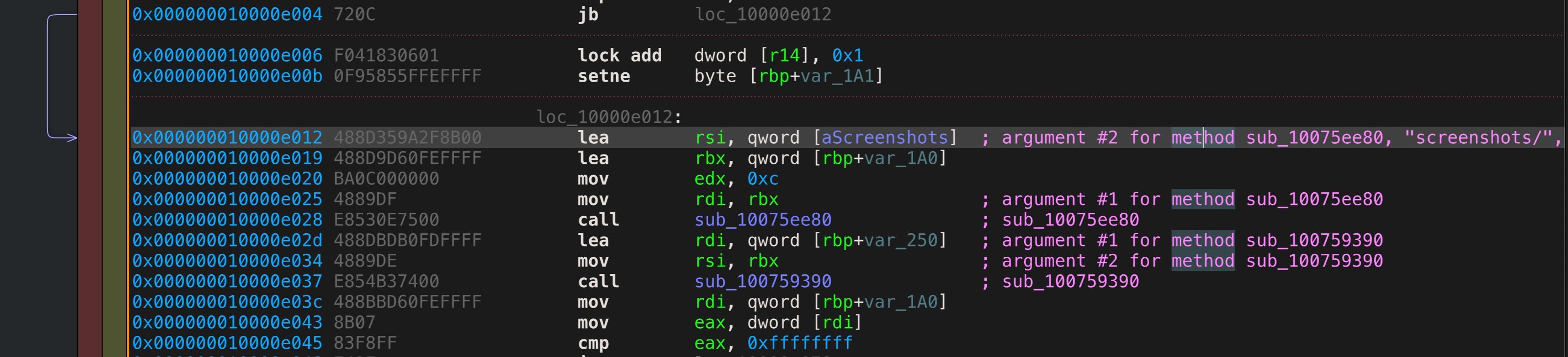image of code showing screenshots