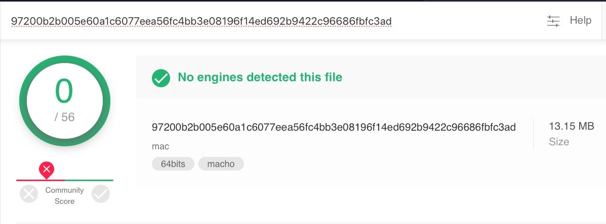 image of virustotal detections