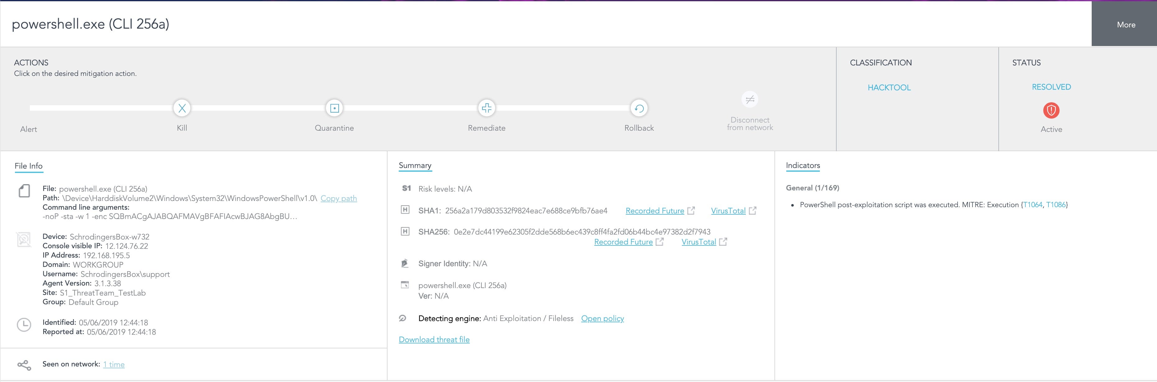 sentinel one PowerShell detection