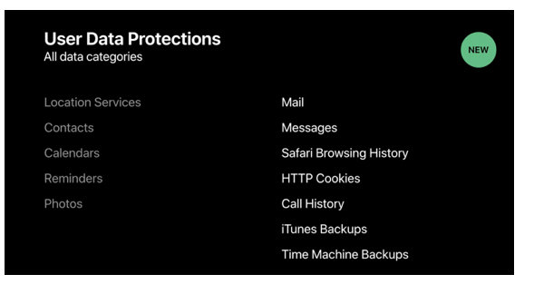 A screenshot image of the published User Data Protections at WWDC 2018