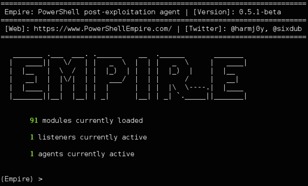 Screenshot image of PowerShell post-exploitation Empire