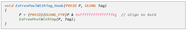 A screenshot of IAT hook on ExFreePoolWithTag