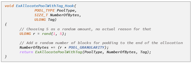 A screenshot of implementation of PoolBloater