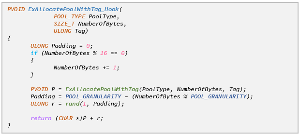 A screenshot of a code creating “artificial” padding