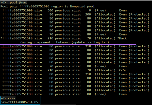 A screenshot of a pool allocation that will later be exploited.