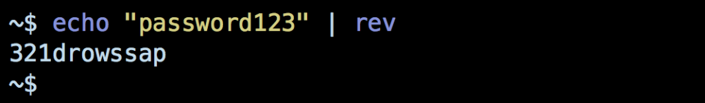 A screenshot image of a script in reverse string in bash