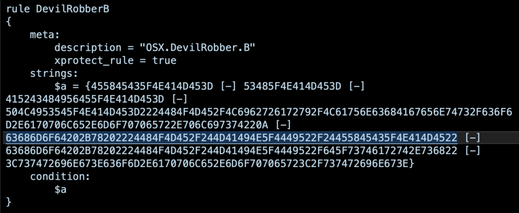 Screenshot of a real YARA rule