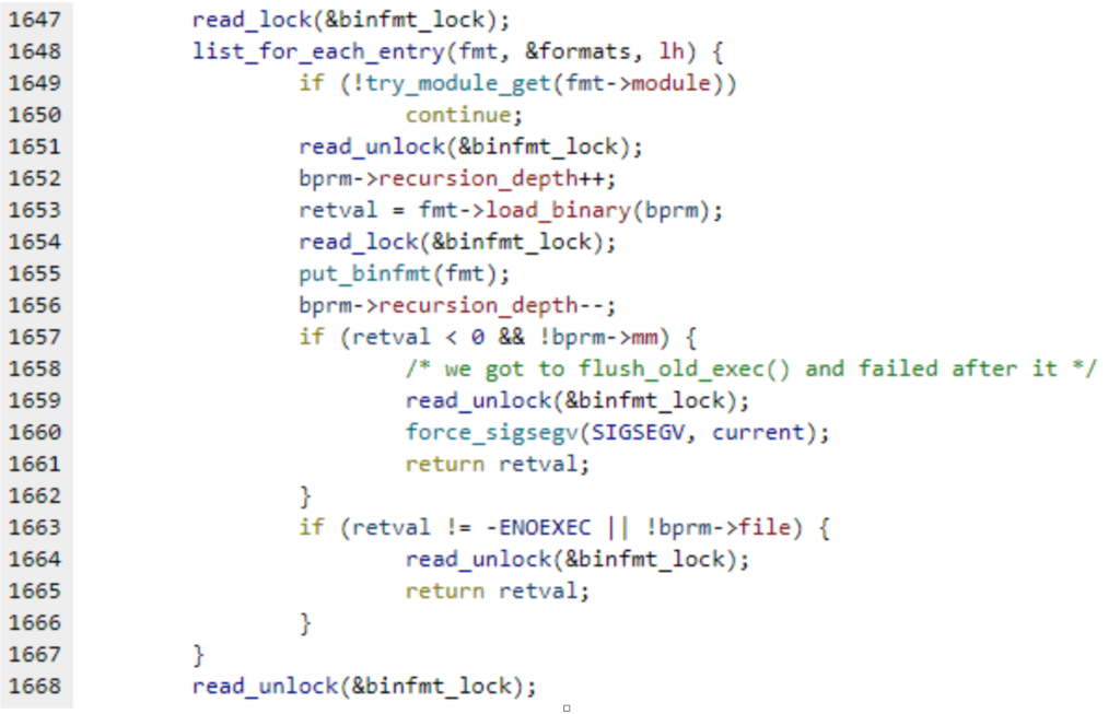 Screenshot of Linux code execution