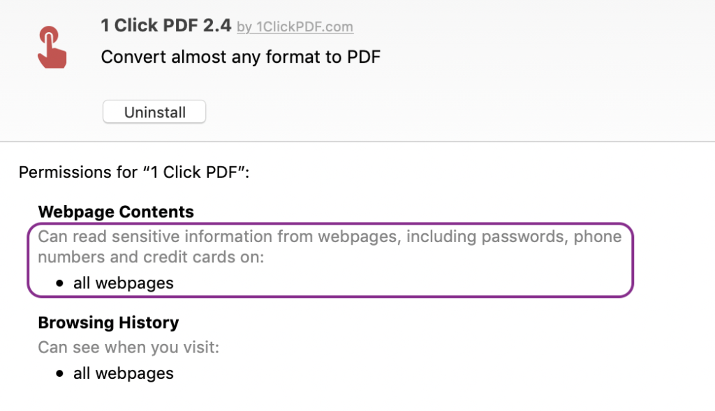 A screenshot image of Click Permissions 