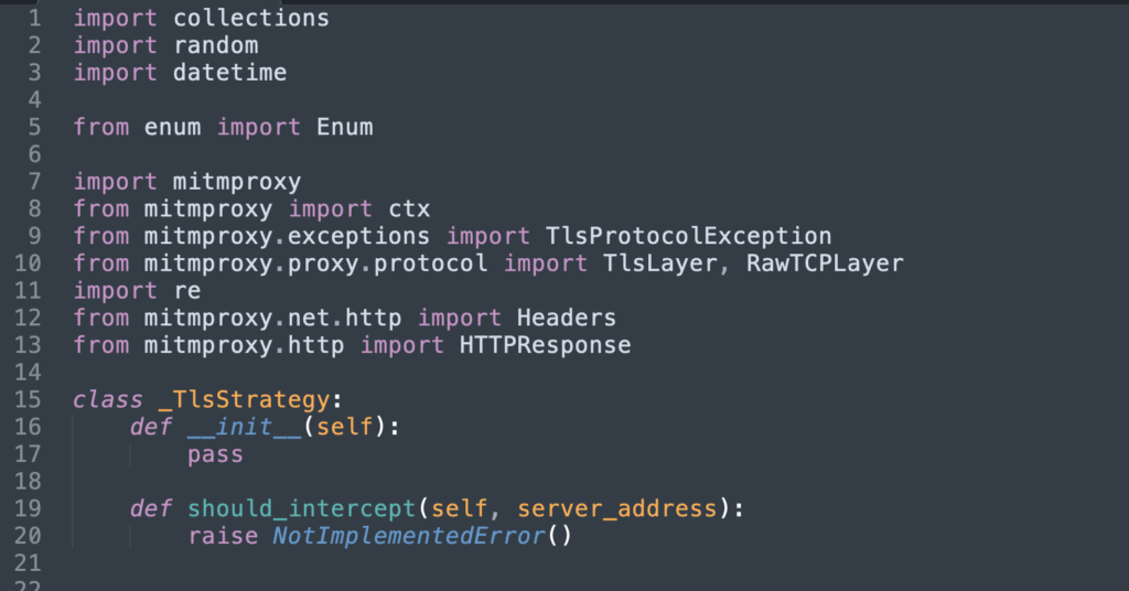 Image of importing mitm proxy