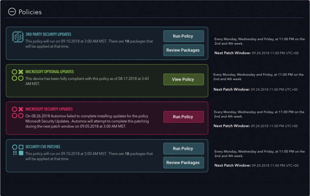 Screen shot of Automox and SentinelOne