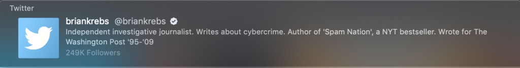 image of Brian Krebs on twitter