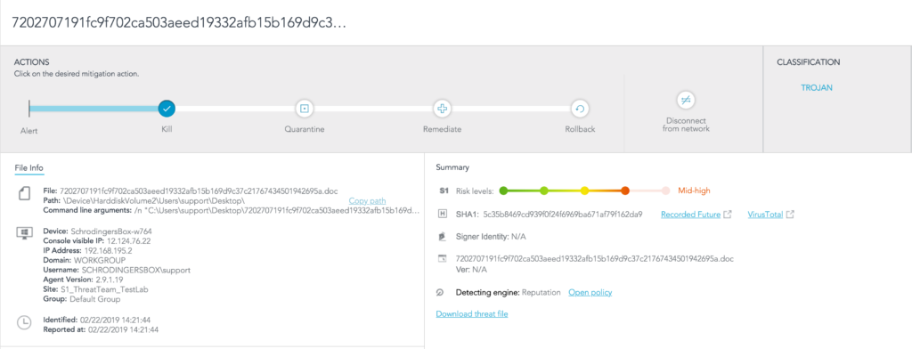 Image of SentinelOne Detection