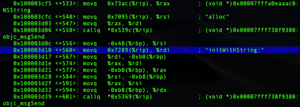 image of initWithString method