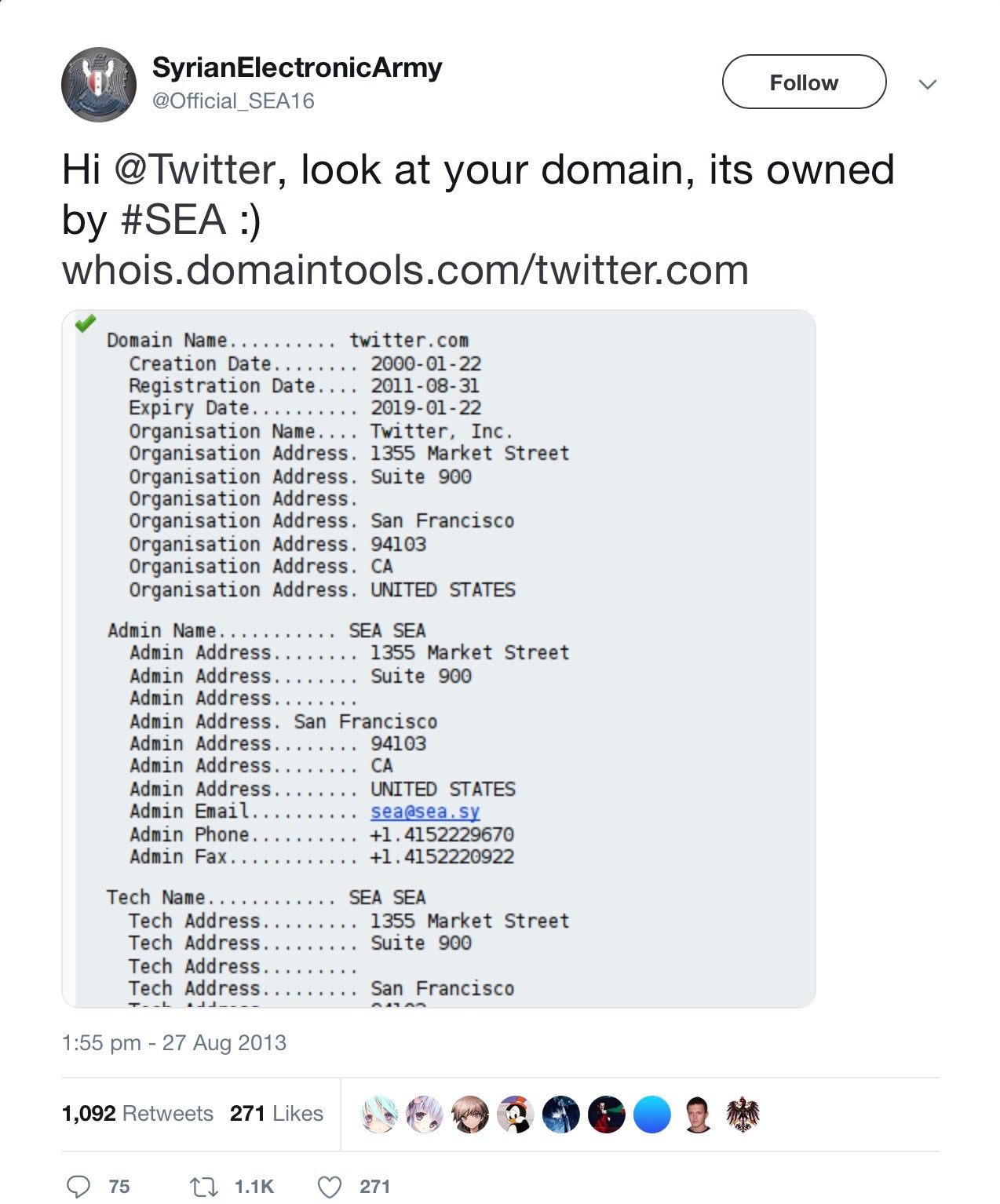 Image of Twitter DNS Hijacked