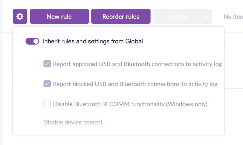 image de la politique bluetooth par défaut de sentinel one