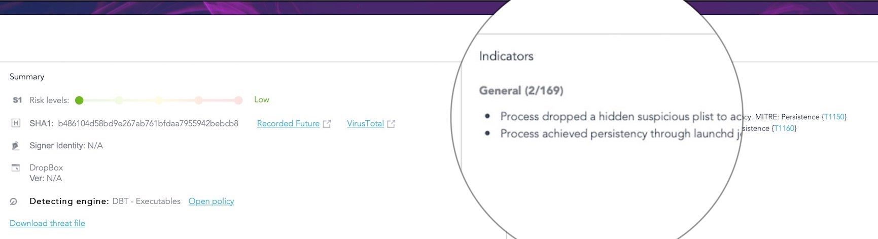 image of sentinel one detects plist write