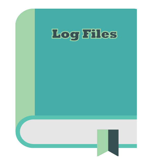 Log formatting signified by a book with the title log files