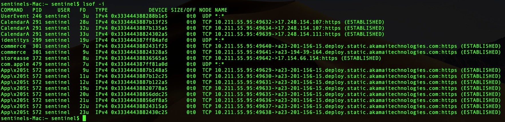 image of lsof command