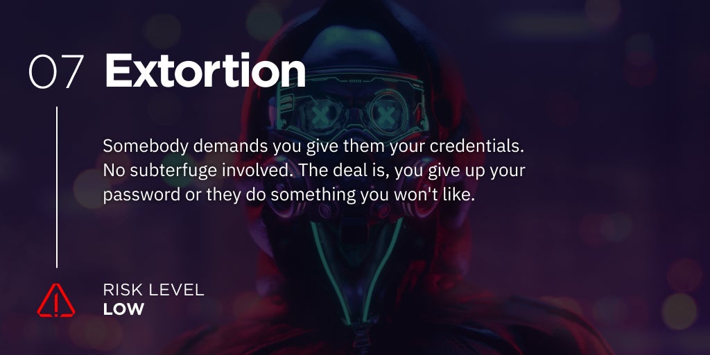 Extortion: Someone demands you give them your credentials