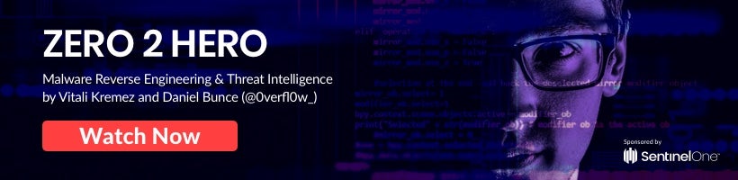 The Zero2Hero malware course with Vitali Kremez. Watch now!