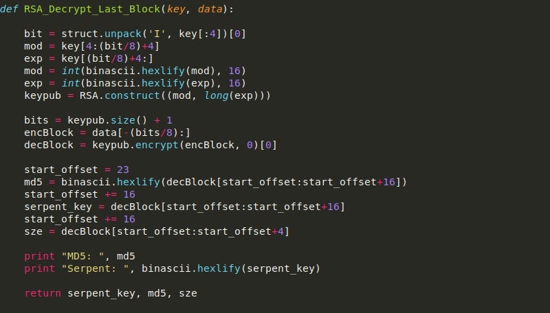 image or rsa decrypt last block function