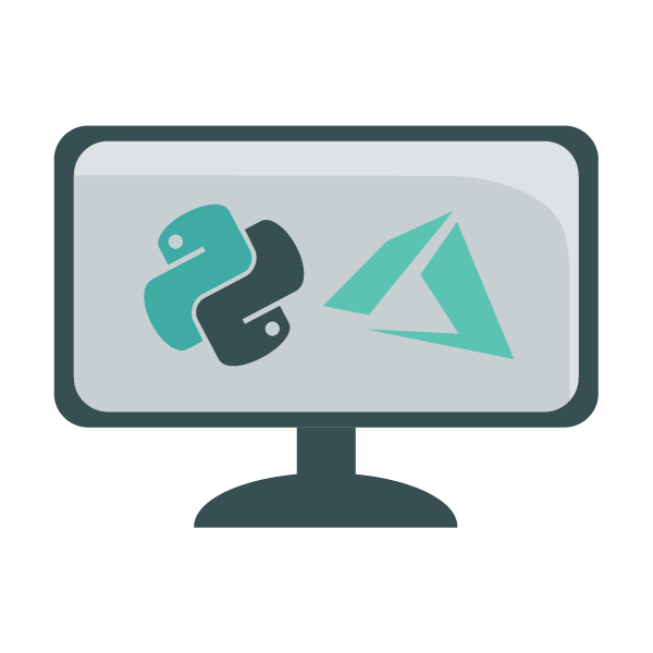 azure functions python logos on computer screen