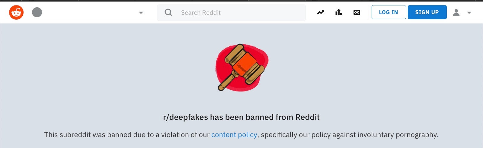 image of deepfakes banned from reddit