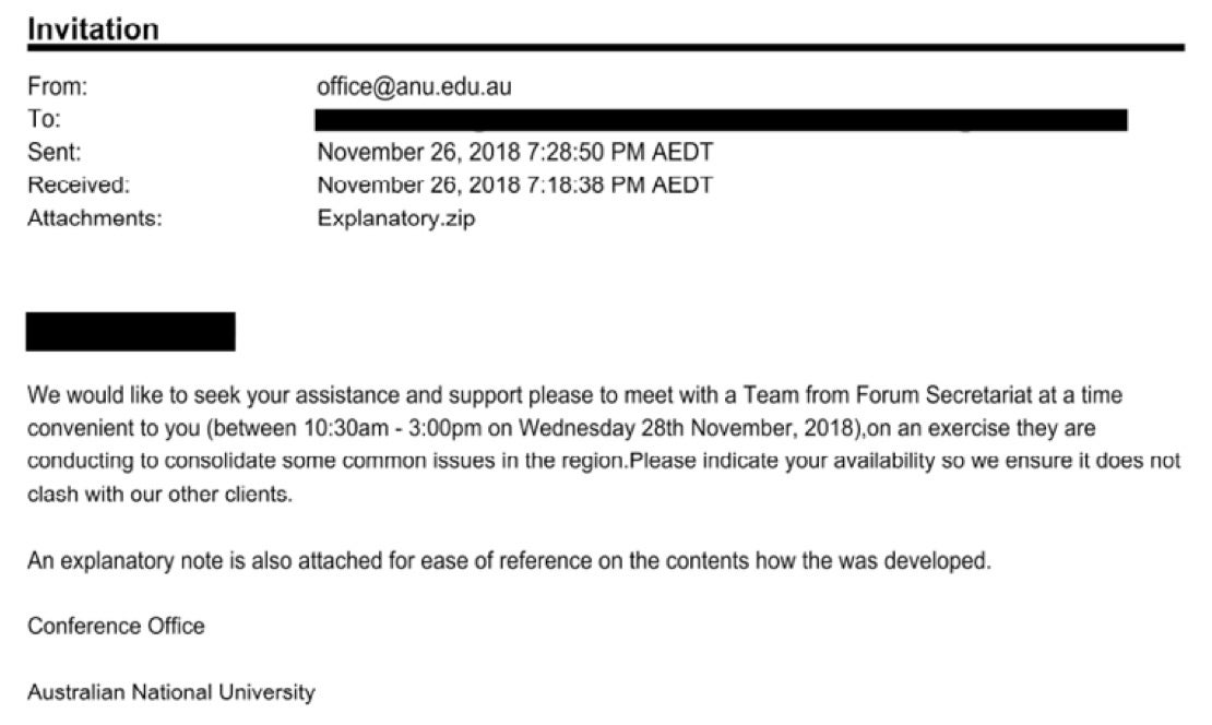 image of ANU phishing email