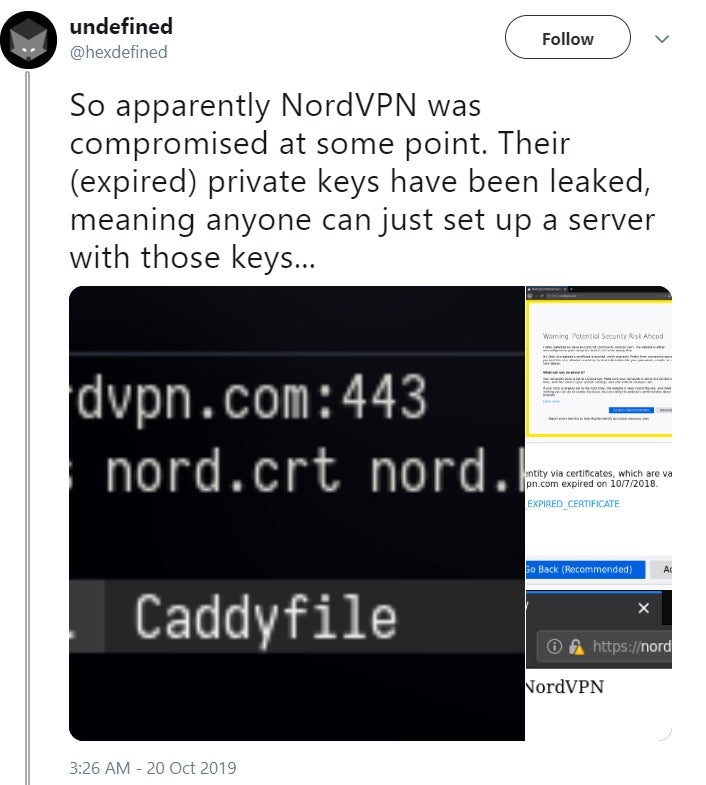 image of nord vpn breach