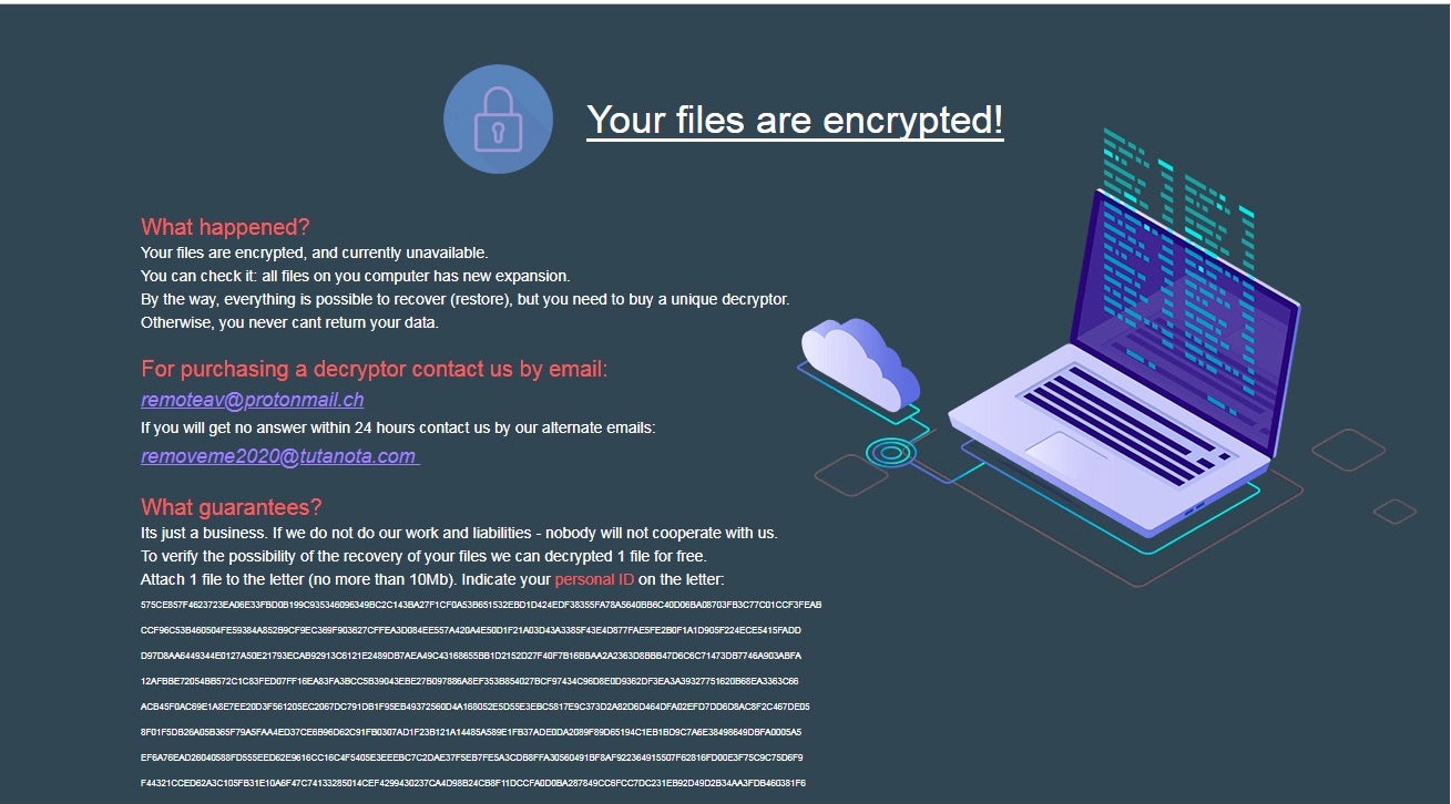 image of ransomware note