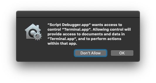 image of terminal app dialog