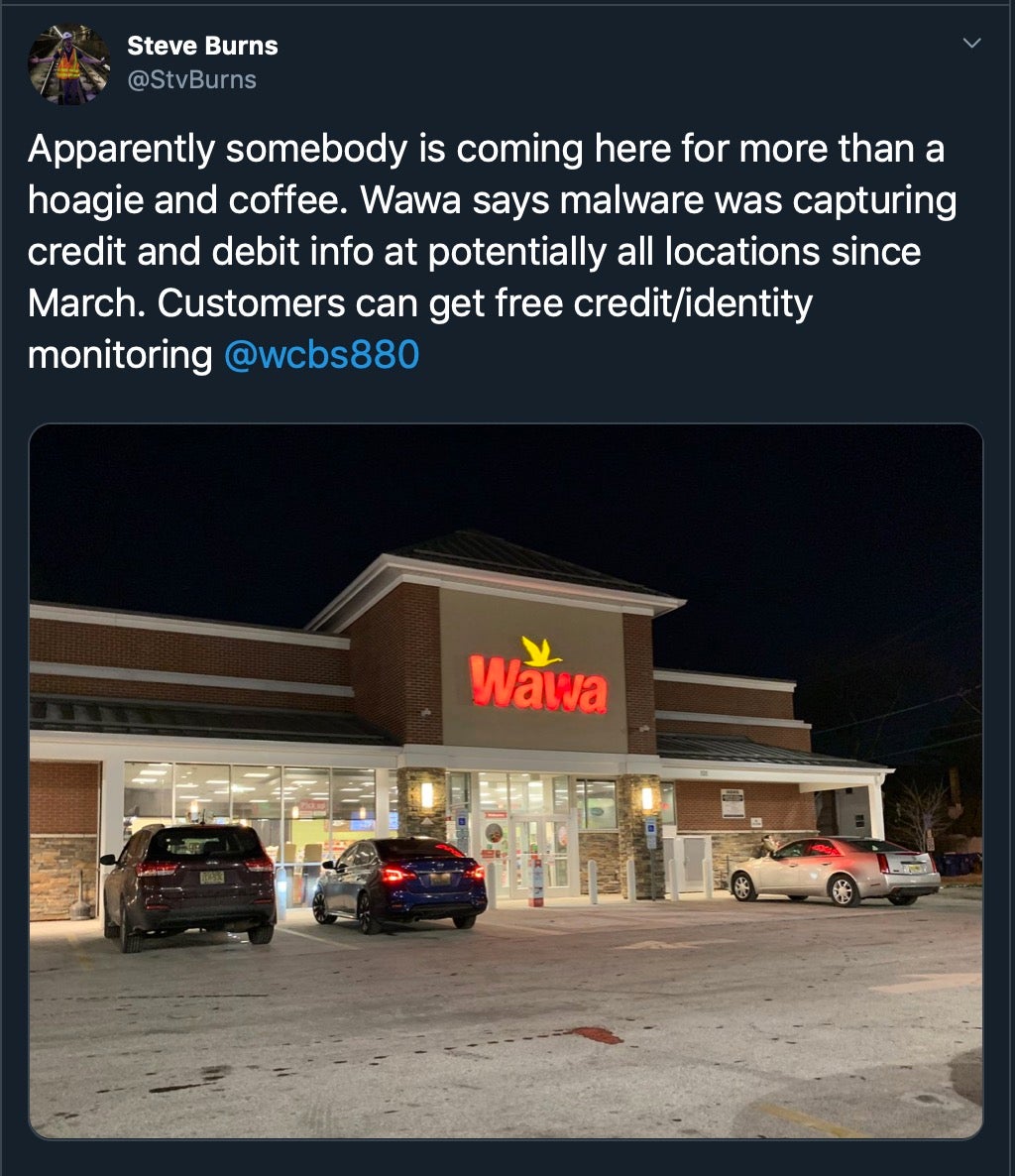 image of wawa malware tweet