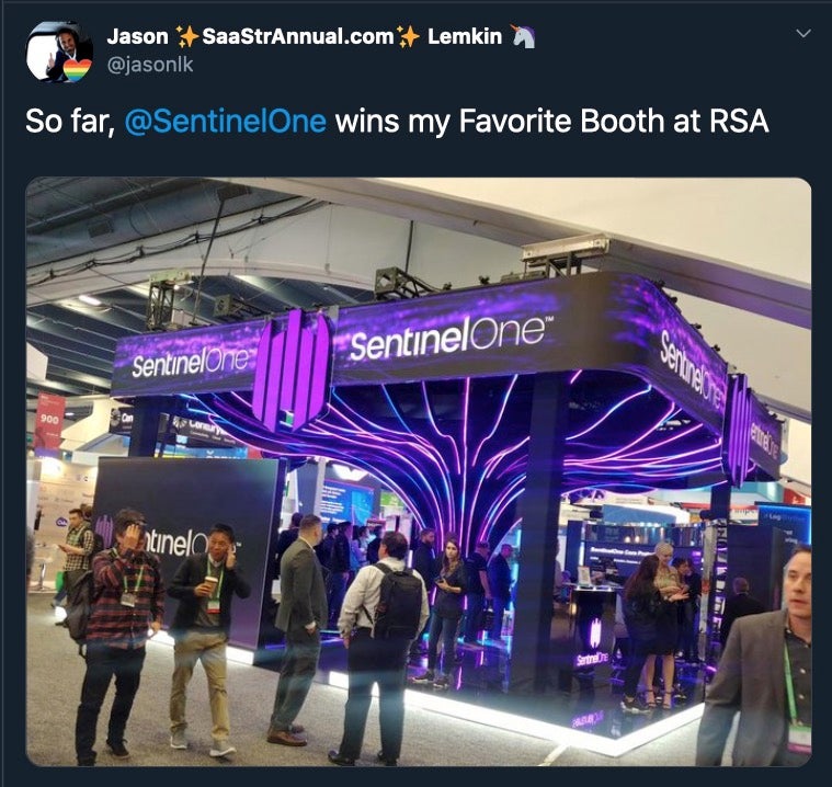 image of tweet about SentinellOne being favorite booth at RSAC 2020 conference