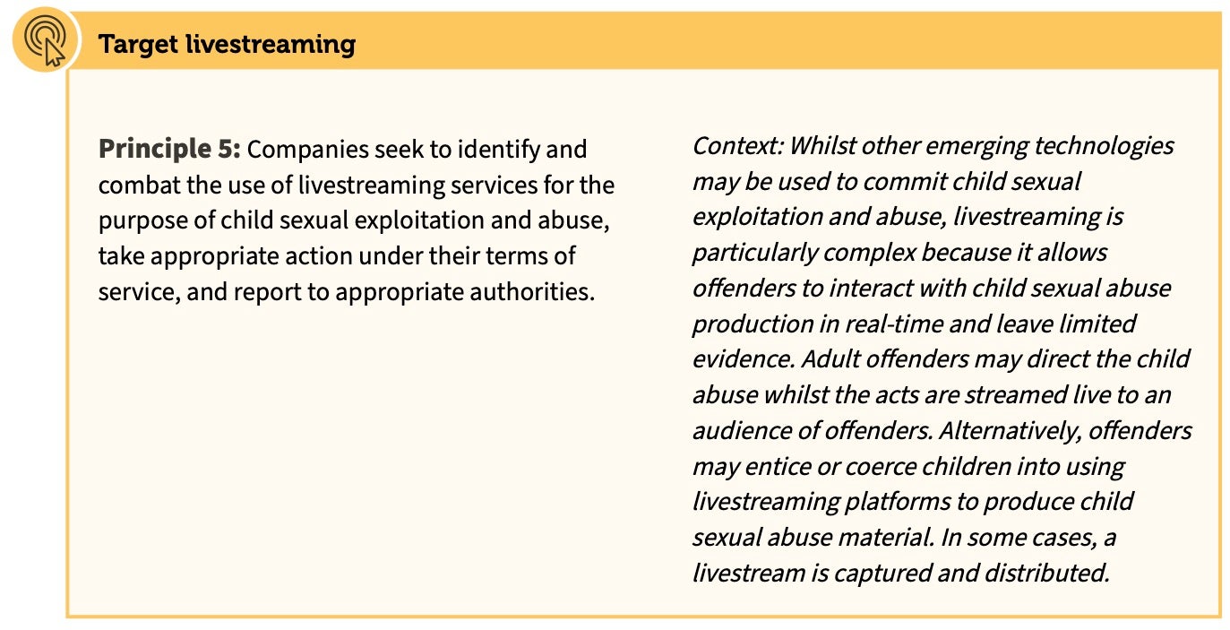 image containing information about targeting live streaming from the framework document