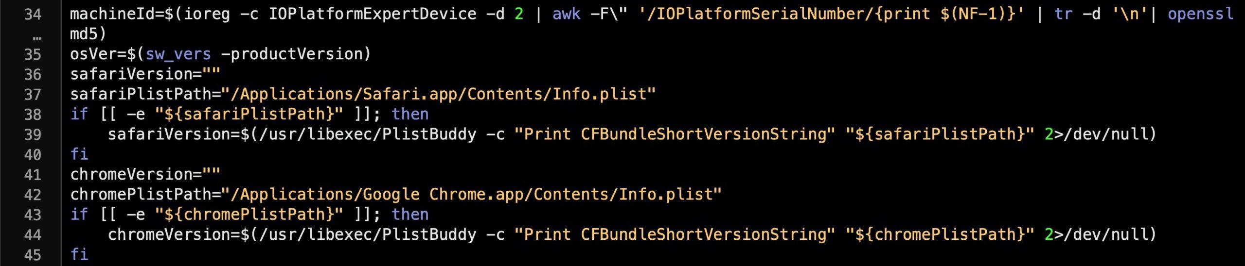 image showing how the adware script collects browser version data