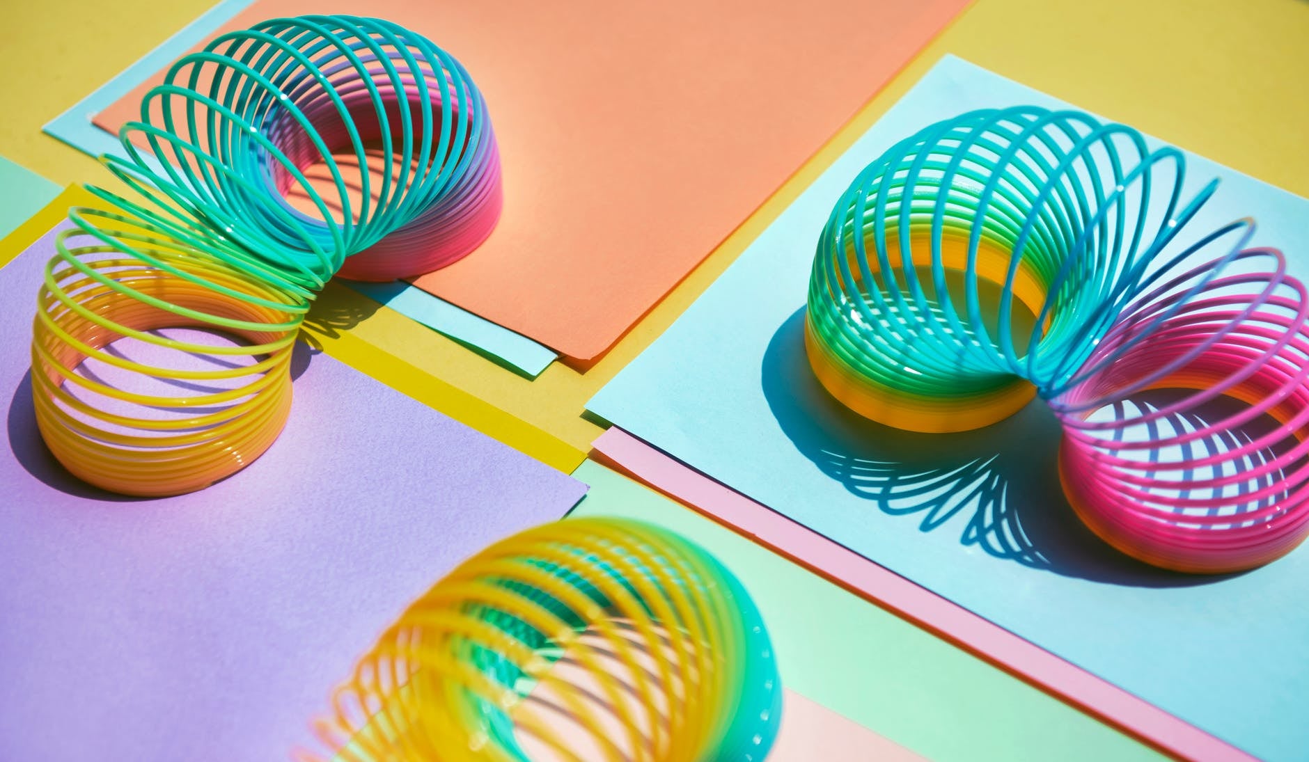 slinky springs on a table