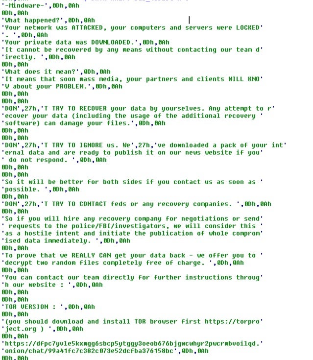 Mindware ransom note