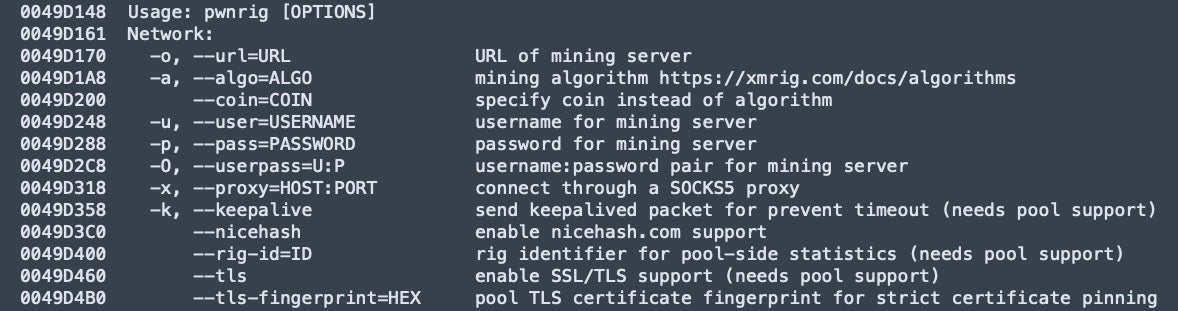 PwnRig Miner Execution Options - XMRig Variant