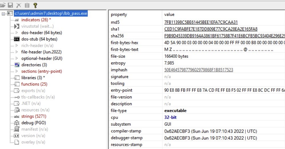 PEStudio view of LockBit 3.0 Payload