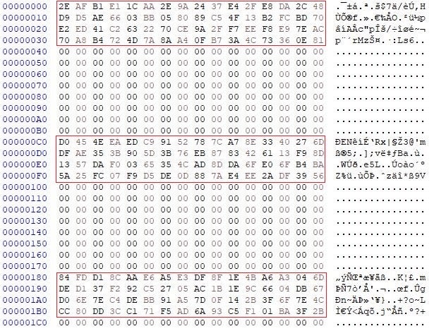 Partial content of a file encrypted by Black Basta