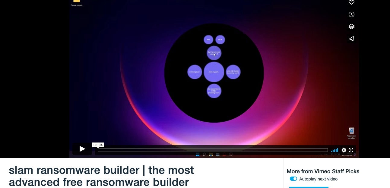 Slam ransomware builder video hosted on Vimeo