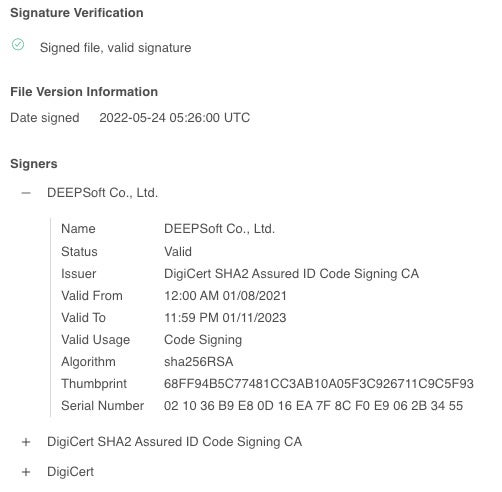 DEEPSoft digital certificate