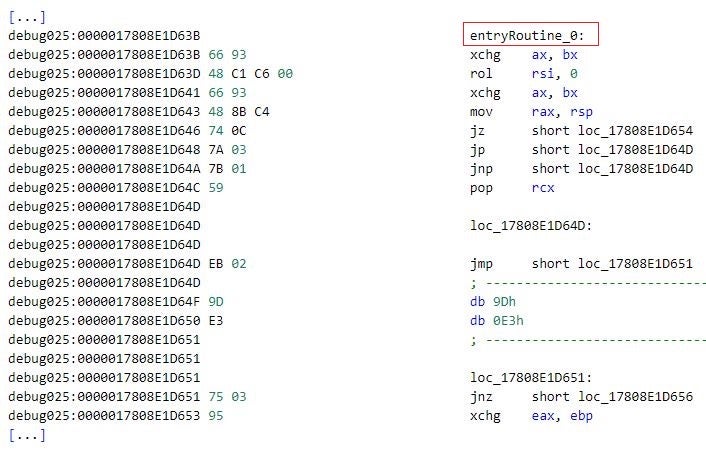 Execution flow obfuscation through a thunk function